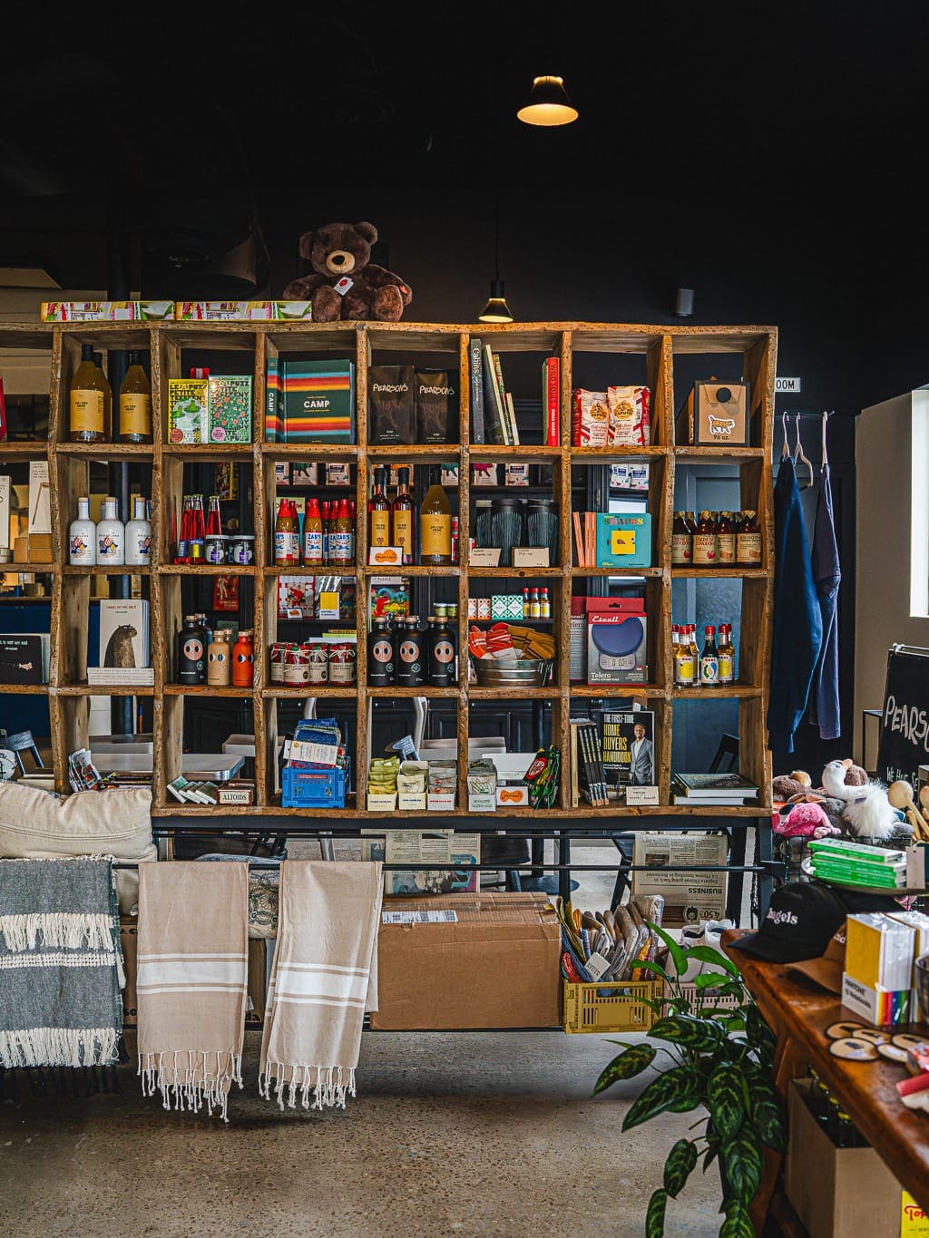Pearson's shop. Merch, coffee beans, pantry goods, and gifts